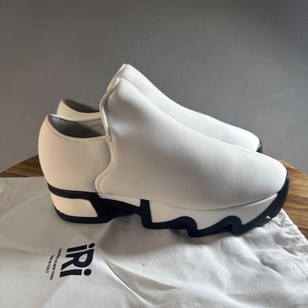 IRI New York White Slip On Platform Sneakers Made in Italy Size 38.5 Dust Bag - Picture 5 of 8